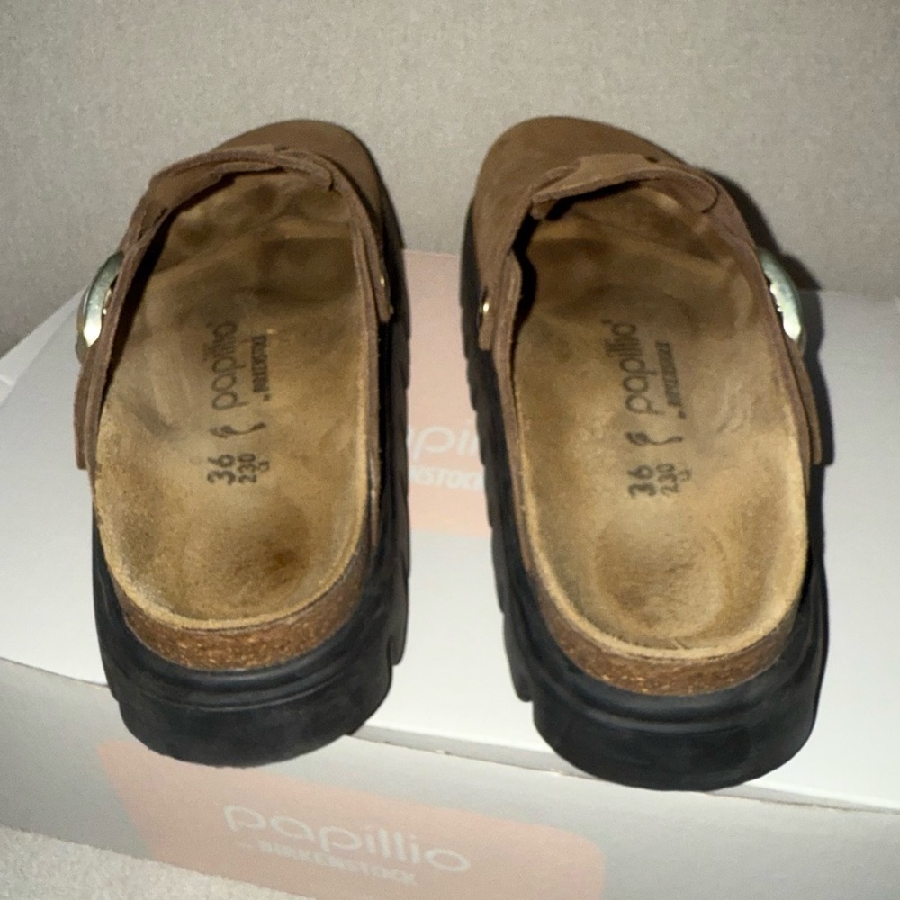 Birkenstock Papillio Boston Chunky Suede Leather in Dark Tea/ Black - Picture 10 of 12